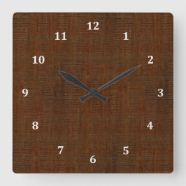 Reloj Cuadrado Rústica textura de grano de madera de bambú