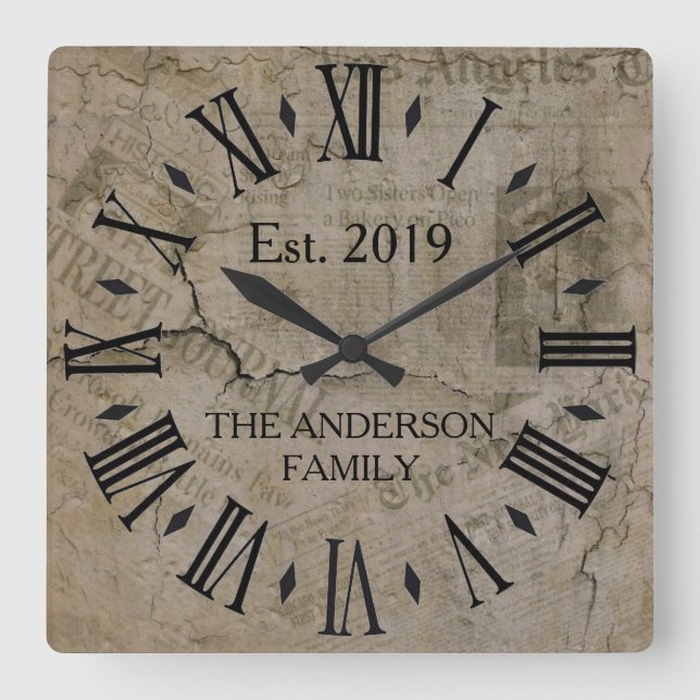 Reloj Cuadrado Rústico Antiguo Astressado New York Times  Wall St (Anverso)