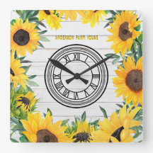 Rústico Barn White Wood Country Sunflowers