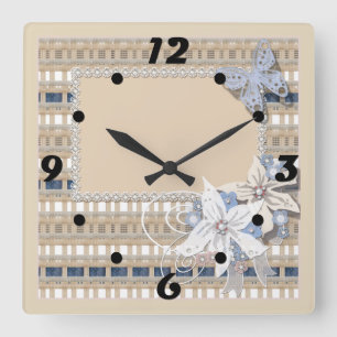 Reloj Cuadrado Rústico, boda
