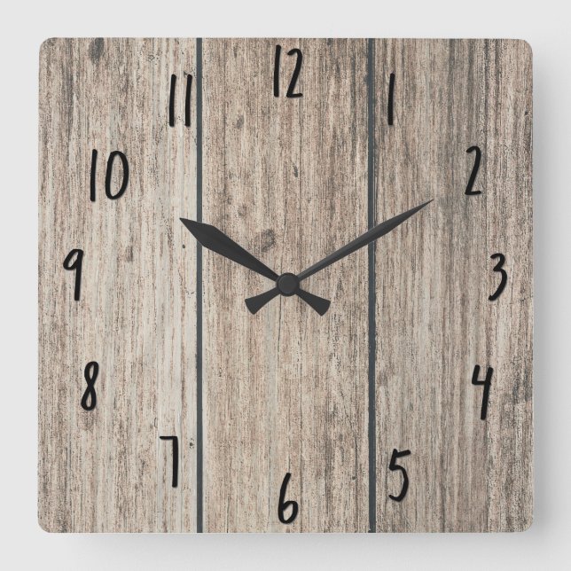 Reloj Cuadrado Rústico Campesino Rústico De La Madera (Anverso)