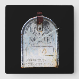 Reloj Cuadrado Rústico retrato de buzón de correo