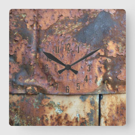 Reloj Cuadrado Rusto edificio industrial Metalizado lateral