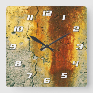 Reloj Cuadrado Rusto hormiguero de hormigón urbano con números