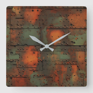 Reloj Cuadrado Rusty Iron Wall Clock