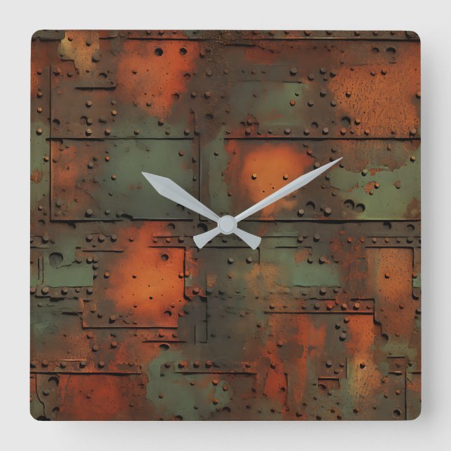 Reloj Cuadrado Rusty Iron Wall Clock (Anverso)