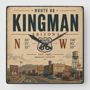 Reloj Cuadrado Ruta 66 Arte Histórico de Kingman Arizona