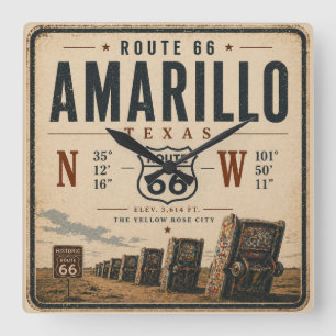 Reloj Cuadrado Ruta Amarillo 66 Coordenada Monumento