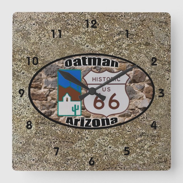 Reloj Cuadrado Ruta Histórica 66 ~ Oatman, Arizona (Anverso)