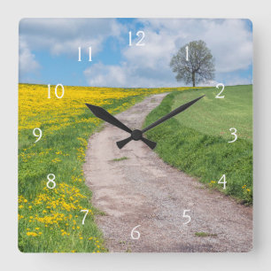 Reloj Cuadrado Ruta y árbol sucios