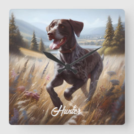 Reloj Cuadrado Ruteo De Puntero De Shorthair Alemán