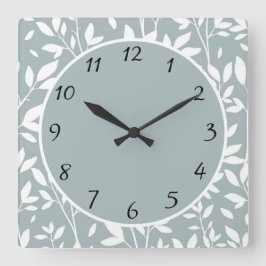 Reloj Cuadrado Sage Green Rustic Floral Leaves Farmhouse