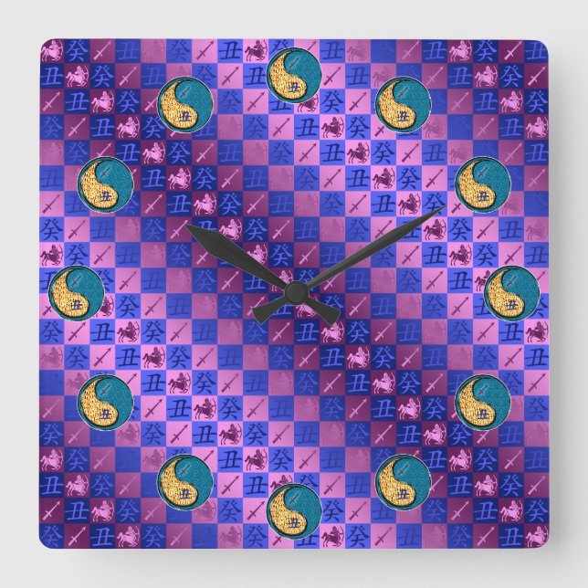 Reloj Cuadrado Sagitario & Buey de Agua (Anverso)