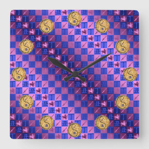 Reloj Cuadrado Sagitario & Buey de Fuego