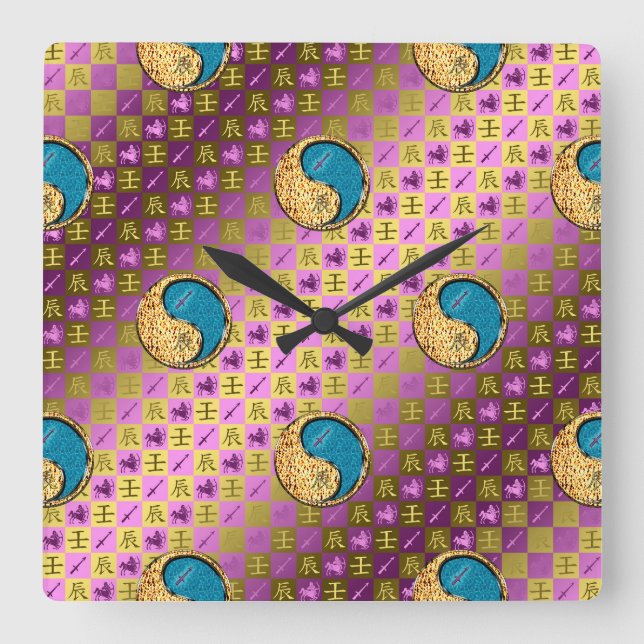 Reloj Cuadrado Sagitario & Dragón de Agua (Anverso)
