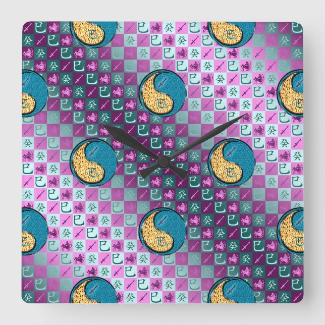 Reloj Cuadrado Sagitario & Serpiente de Agua (Anverso)