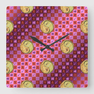 Reloj Cuadrado Sagitario & Tigre de Metal