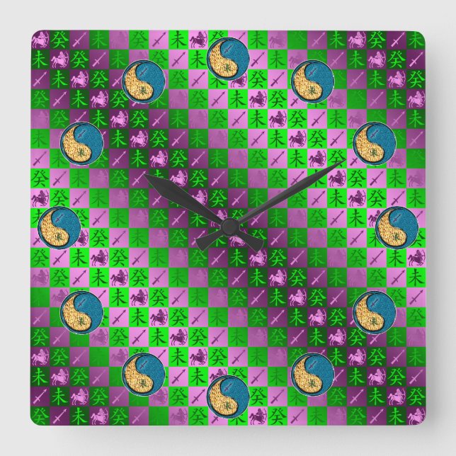 Reloj Cuadrado Sagitario y Cabra de Agua (Anverso)