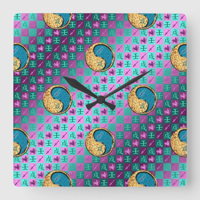 Reloj Cuadrado Sagitario y Perro de Agua (Anverso)