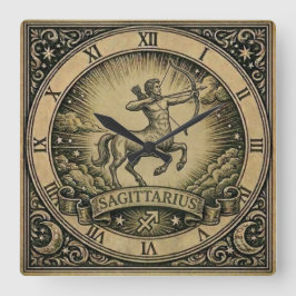 Reloj Cuadrado Sagittarius Vintage Zodiac Wall Clock