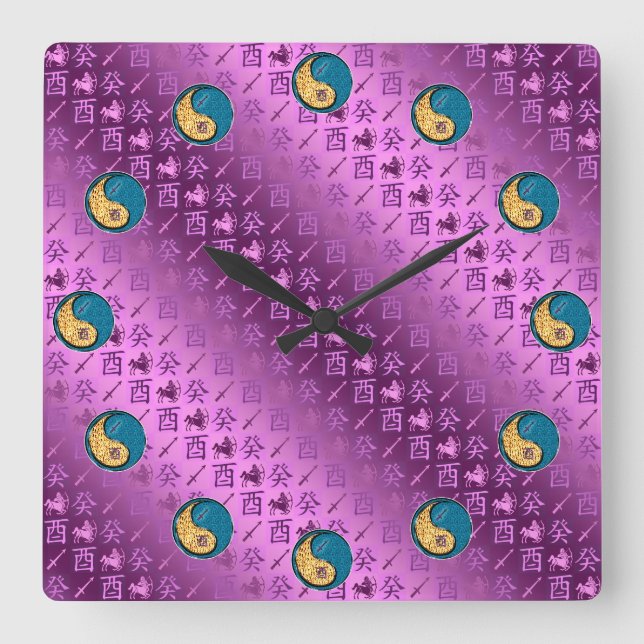 Reloj Cuadrado Sagittarius & Water Rooster (Anverso)
