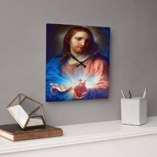 Reloj Cuadrado Sagrado Corazón de Jesús