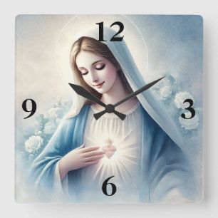 Reloj Cuadrado Sagrado Corazón de la Virgen María