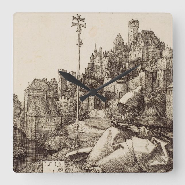 Reloj Cuadrado Saint Anthony Reading por Albrecht Durer (Anverso)