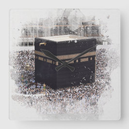 Reloj Cuadrado Saint Kaaba, Masjid Al Haram, acuarela ilustrada