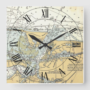 Reloj Cuadrado Saint Lucie Inlet Florida USA Nautical Map ~