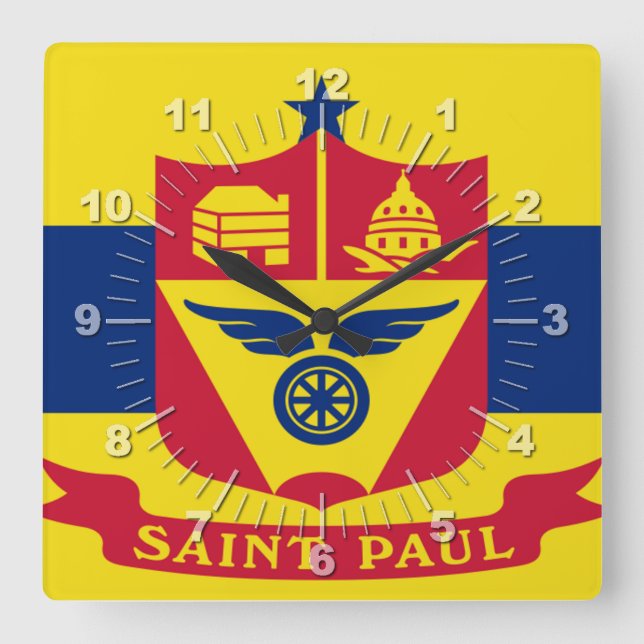 Reloj Cuadrado Saint Paul (Minnesota) flag Large Clock (Anverso)