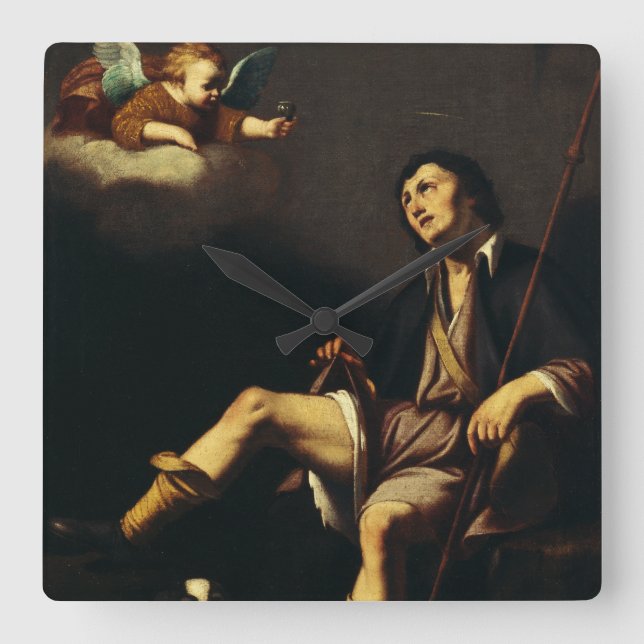Reloj Cuadrado Saint Roch y el Ángel por Guy François (Anverso)