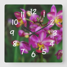 Reloj Cuadrado Sala de estar - foto púrpura de las orquídeas