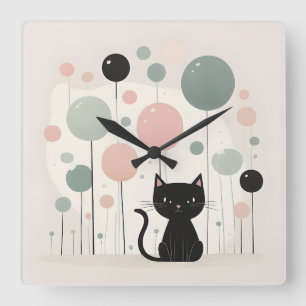 Reloj Cuadrado Sala minimalista para niños de guardería de gato n
