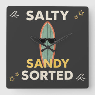 Reloj Cuadrado Salada Sandy Ordenada Funny Surfboard Playa Verano