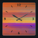 Reloj Cuadrado Salado Del Amanecer Brillante Watercolor Pop De Ar<br><div class="desc">Reloj cuadrado de pared, decoración de arte en la pared y decoración de mobiliario en casa accesorio impreso con GIGHT Sunrise Salty Watercolor Pop Of Color Art imagen de diseño de arte abstracto de The Fabric Seal print on demand shop en Zazzle #ZazzleMade https://www.zazzle.com/store/thefabricseal 🎨 Elegante oeste americano se une...</div>