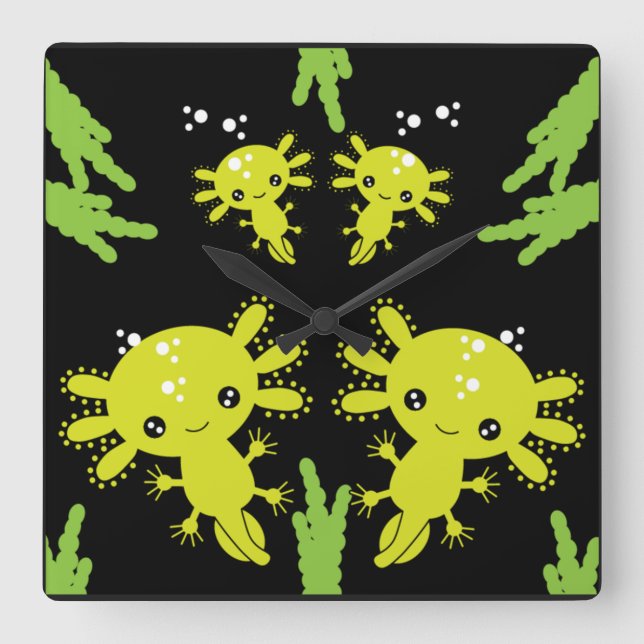 Reloj Cuadrado Salamander Axotl exótico (Anverso)