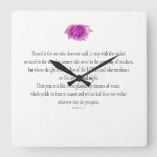 Reloj Cuadrado Salmo 1, Bendiciones que una no, Flor rosa