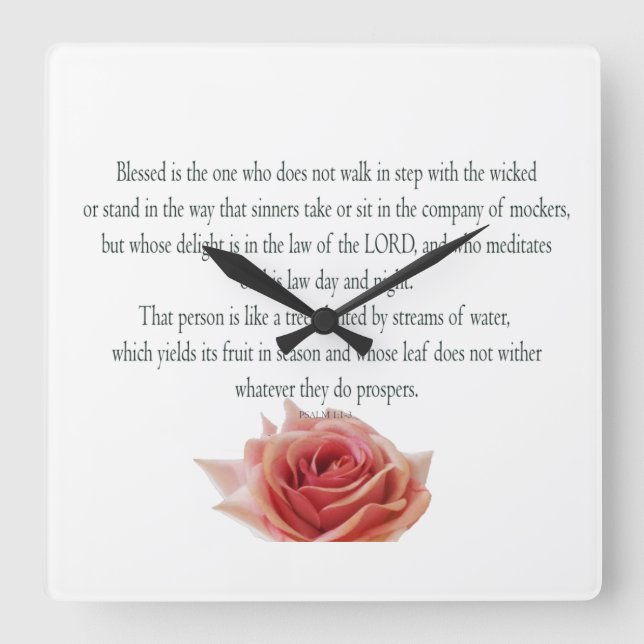 Reloj Cuadrado Salmo 1, Día y Noche de la Ley, Ríos de Aguas, (Anverso)