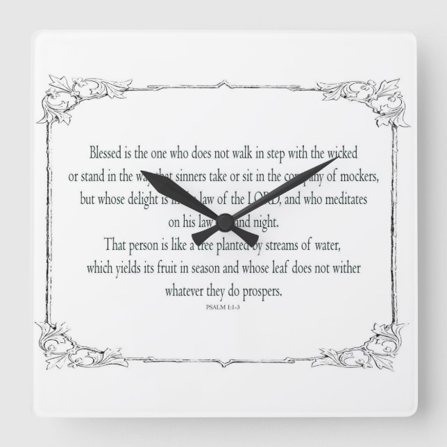 Reloj Cuadrado Salmo 1, no camina al paso de los malvados, (Anverso)