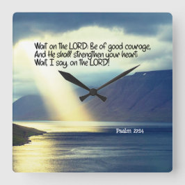 Reloj Cuadrado Salmo 27:14 Esperar en la Biblia de JEHOVAH Verse 