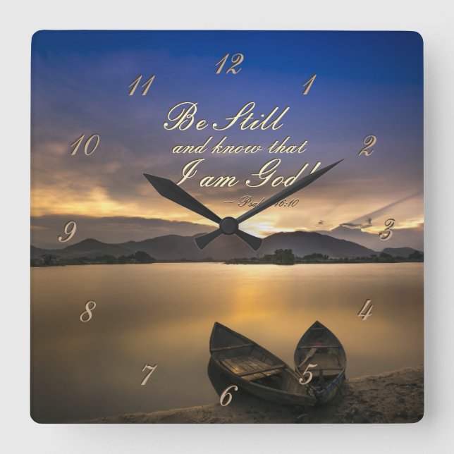 Reloj Cuadrado Salmo 46:10 Permanecer y saber que soy la Biblia d (Anverso)