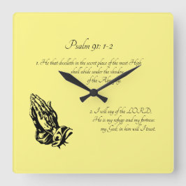 Reloj Cuadrado Salmo 91:1-2 Amarillo