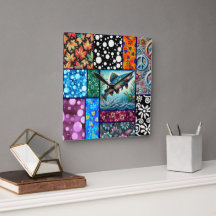 Salmon Crazy Quilt Floral Caprichoso Colorido