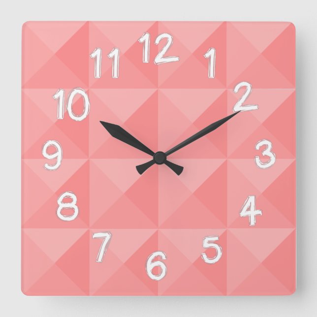 Reloj Cuadrado Salmon Pyramids  Square Wall Clock (Anverso)