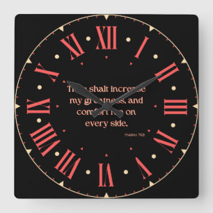 Reloj Cuadrado Salmos 71:21 KJV Versículo Bíblico Numeral Romano