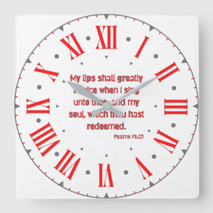Reloj Cuadrado Salmos 71:23 KJV Biblia Verse Número romano