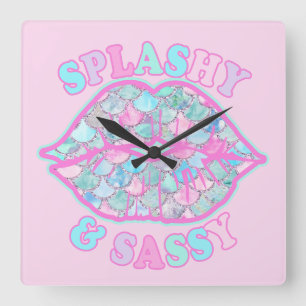 Reloj Cuadrado Salpicadura femenina y descarada Besos de sirena r