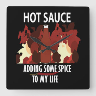 Reloj Cuadrado Salsa Picante Ketchup Fuego Pimiento Rojo Chili