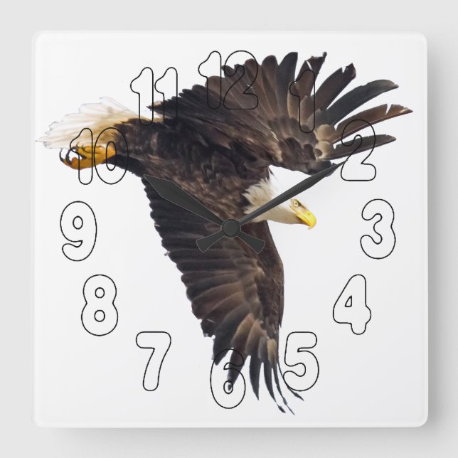 Reloj Cuadrado Salto de águila calva (Anverso)